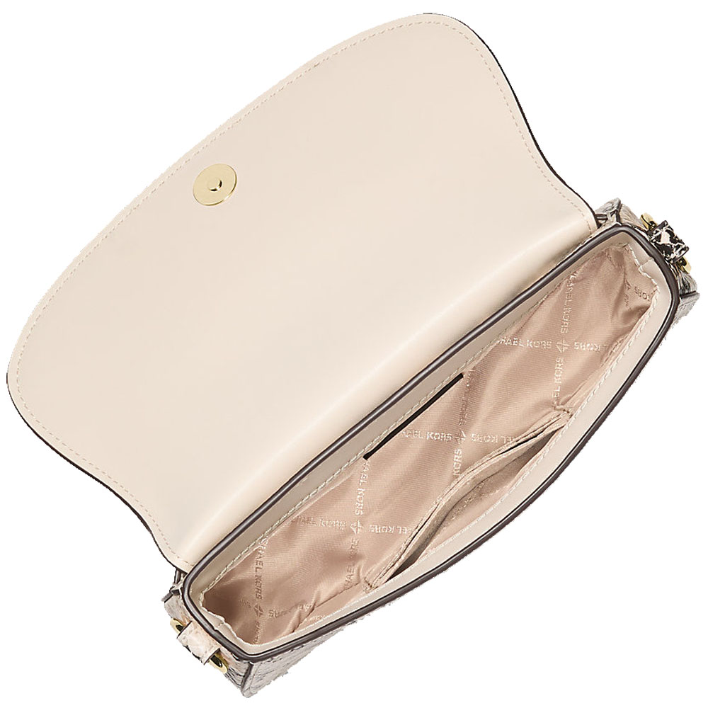 Michael Kors Mila Small Snake Embossed Crossbody Bag Natural # 35F5GIMC5G