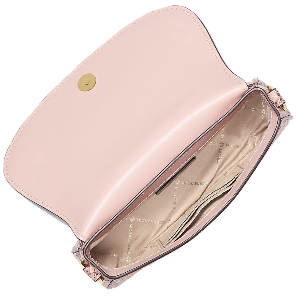 Michael Kors Mila Small Snake Embossed Crossbody Bag Powder Blush # 35F5GIMC5G