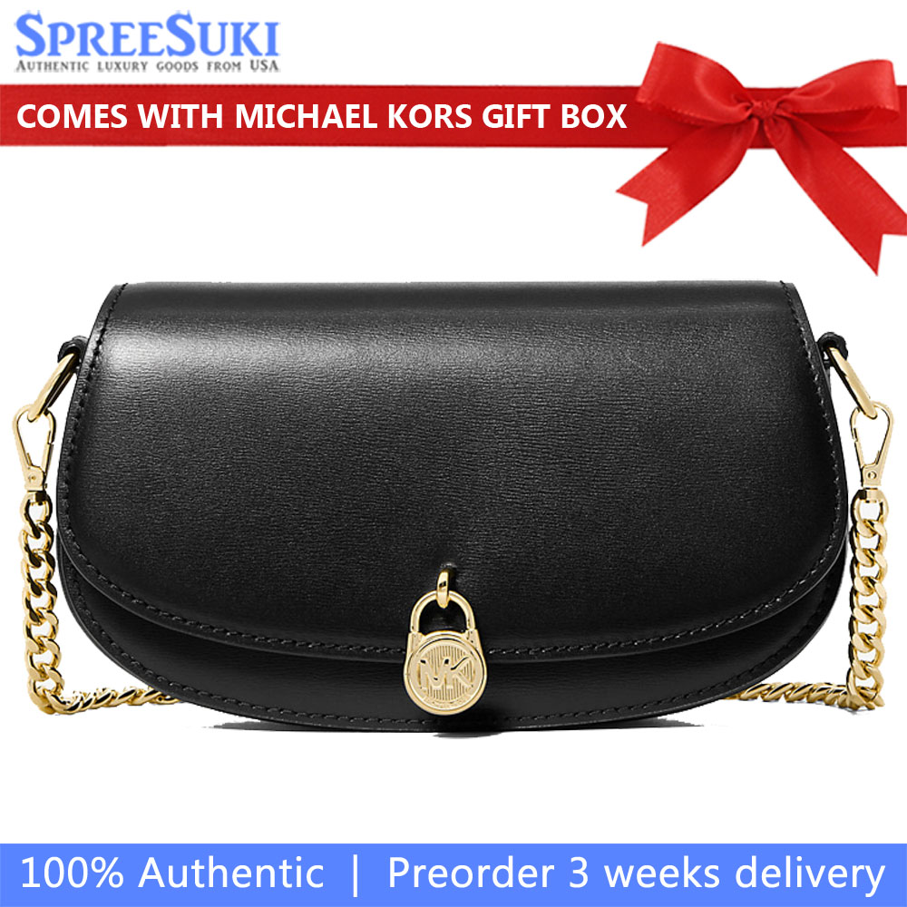 Michael Kors Mila Small Leather Crossbody Bag Black # 35F5GIMC5L