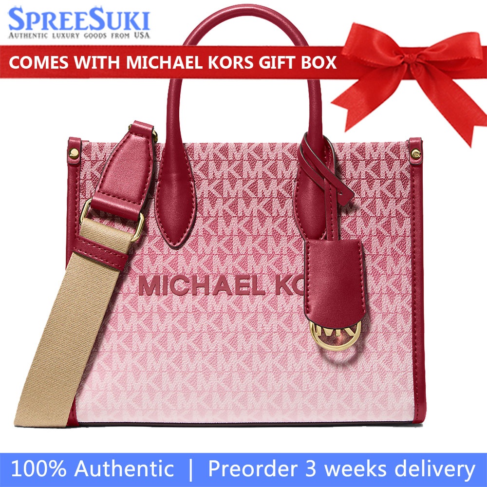 Michael Kors Mirella Small Ombré Signature Logo Convertible Crossbody Bag Cherry # 35F5G7ZT0V