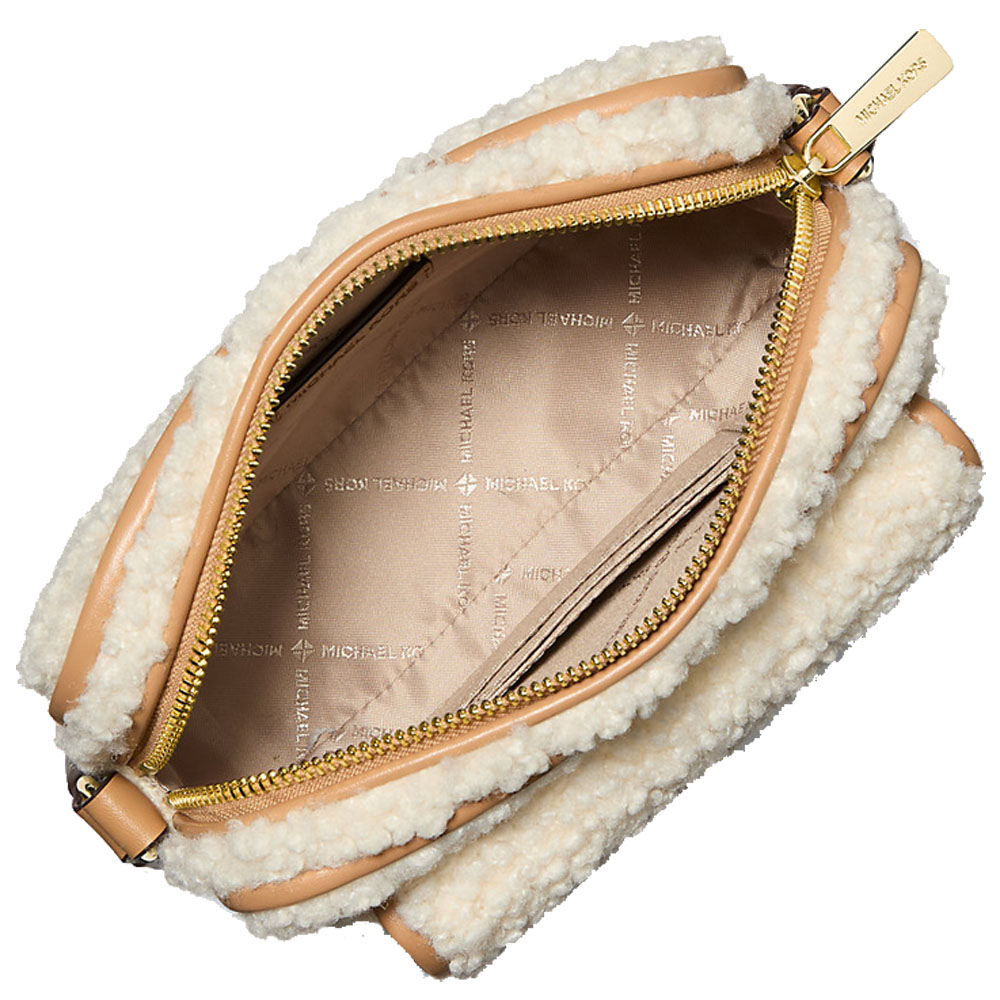 Michael Kors Bradshaw Extra-Small Faux Shearling Crossbody Bag Peanut # 35F5G2BC0U