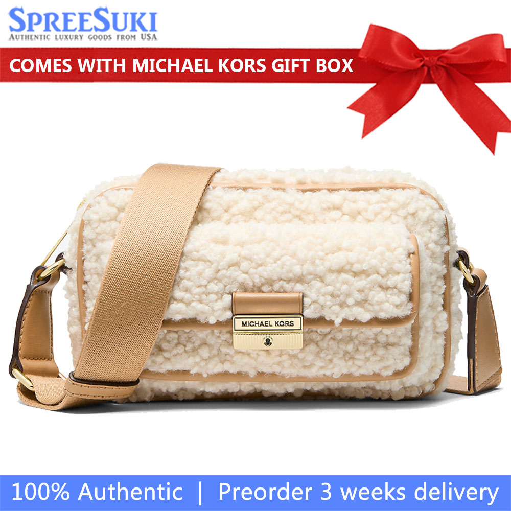 Michael Kors Bradshaw Extra-Small Faux Shearling Crossbody Bag Peanut # 35F5G2BC0U