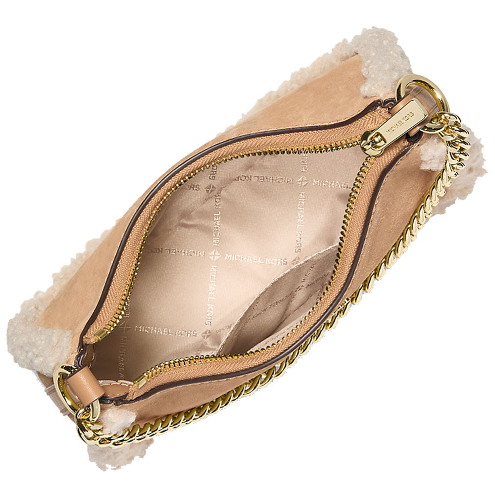 Michael Kors Bradshaw Extra-Small Faux Shearling Crossbody Bag Peanut # 35F5GTVC1S