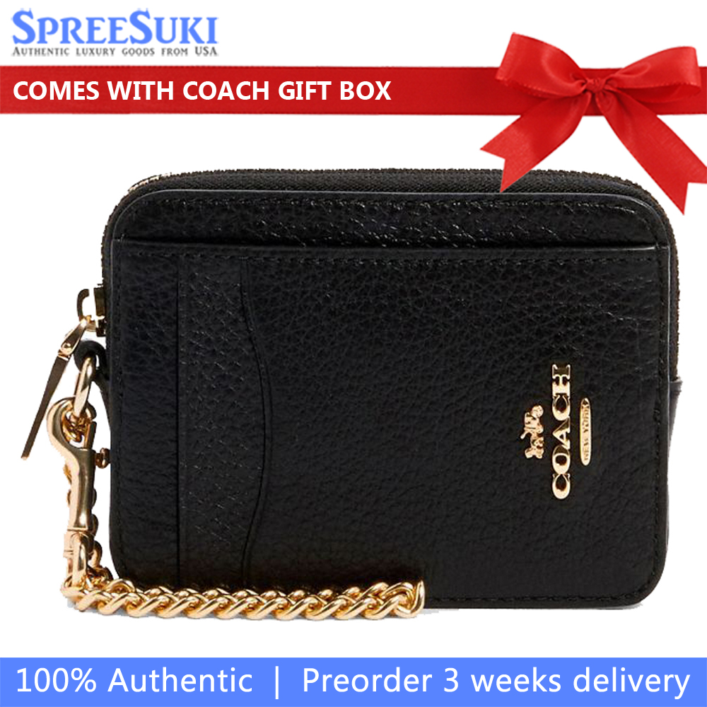 Coach Zip Card Case Black # 6303