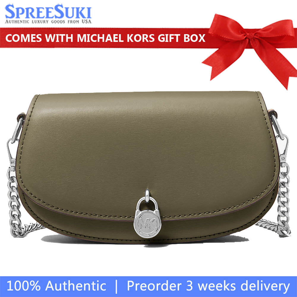 Michael Kors Mila Small Leather Convertible Crossbody Bag Olive # 35T5SIMC5L