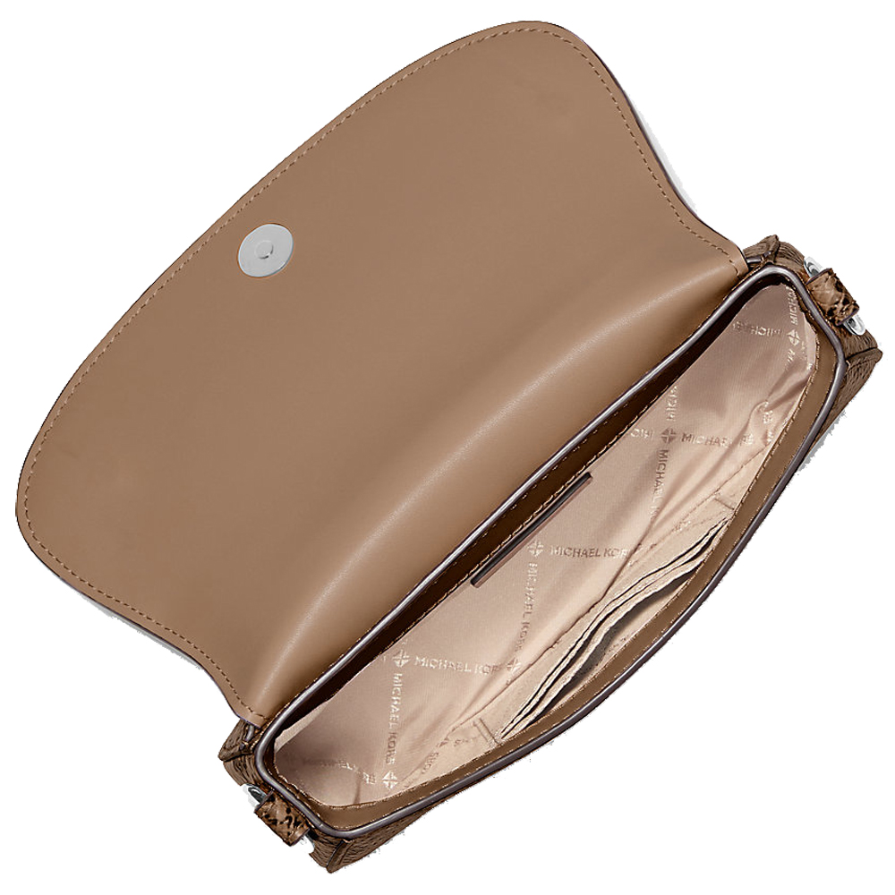 Michael Kors Mila Small Snake Embossed Convertible Crossbody Bag Driftwood # 35F5SIMC5G