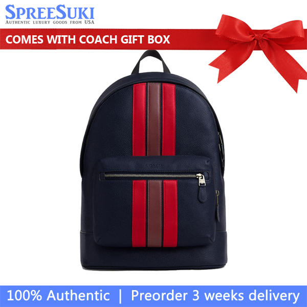 Coach West Backpack With Varsity Stripe Midnight Navy Multi # CBI37