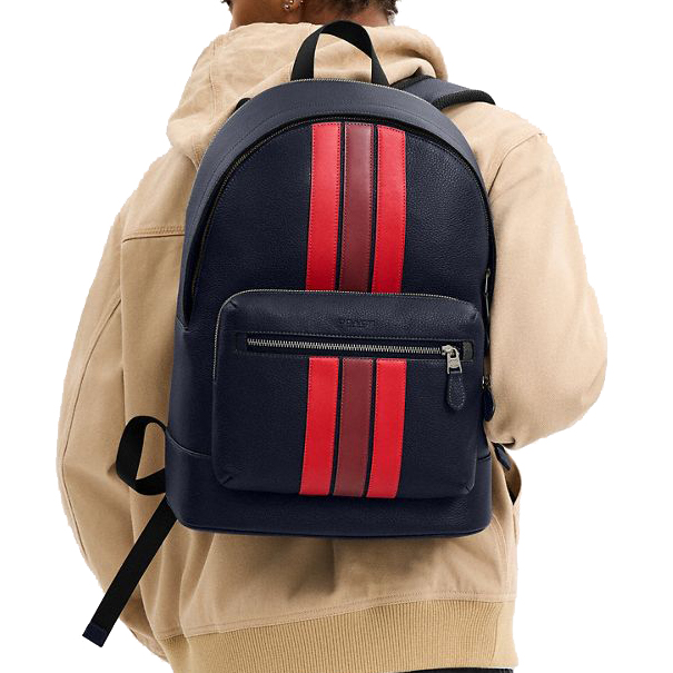 Coach West Backpack With Varsity Stripe Midnight Navy Multi # CBI37