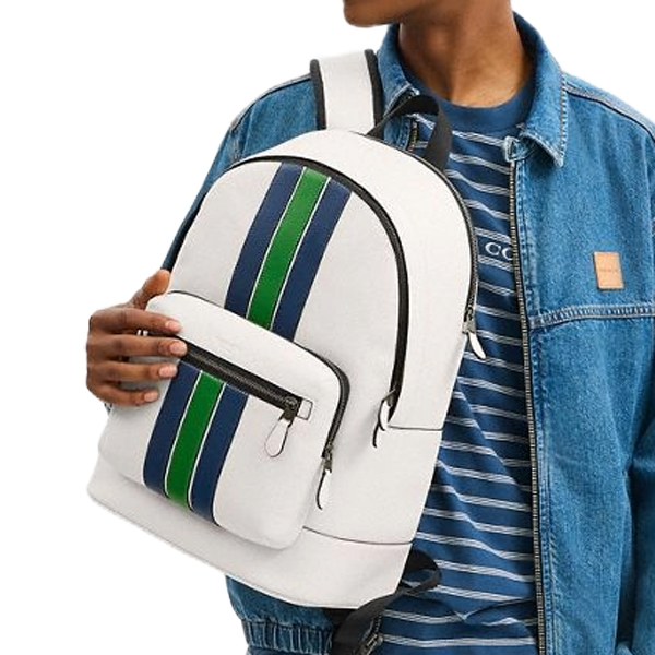 Coach West Backpack With Varsity Stripe Chalk Multi # CBI37