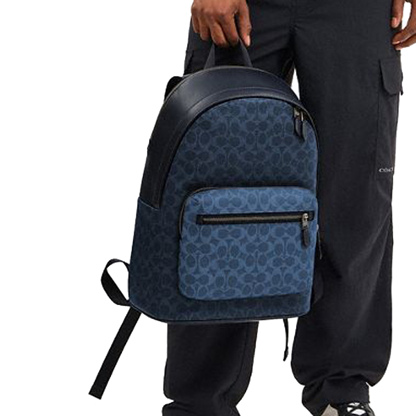 Coach West Backpack In Blocked Signature Canvas Denim Light Denim # CBI91