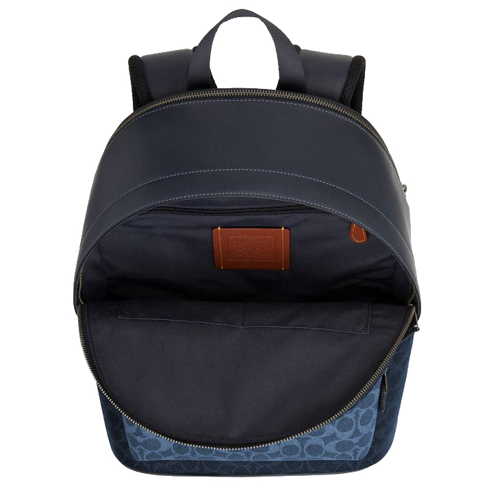 Coach West Backpack In Blocked Signature Canvas Denim Light Denim # CBI91