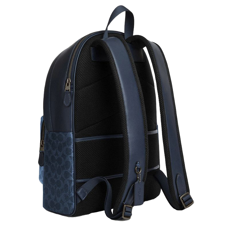 Coach West Backpack In Blocked Signature Canvas Denim Light Denim # CBI91