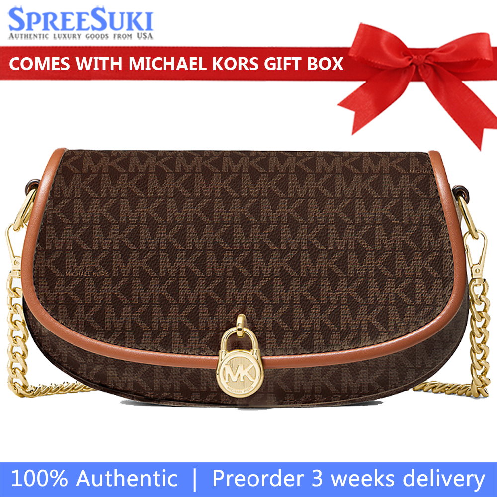 Michael Kors Mila Small Signature Logo Crossbody Bag Brown # 35F5GIMC1B