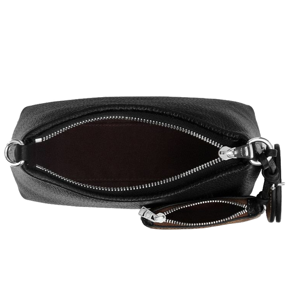 Coach Laurel Small Shoulder Bag With Mirror Charm And Pouch Silver Black Tan # CBI06