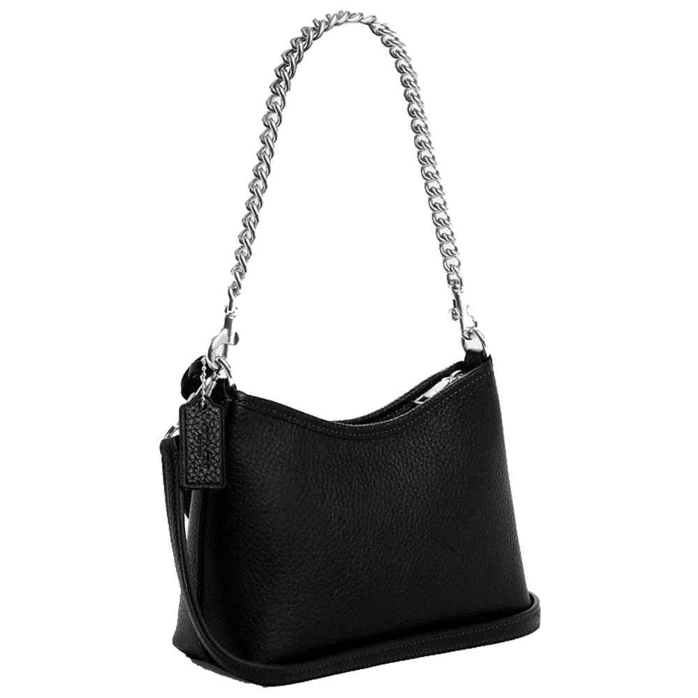 Coach Laurel Small Shoulder Bag With Mirror Charm And Pouch Silver Black Tan # CBI06