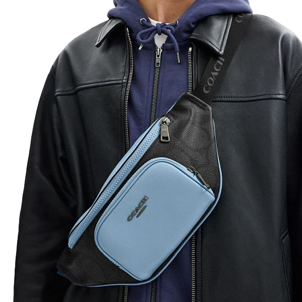Coach Racer Small Belt Bag In Maxi Signature Charcoal Pool # CBI67