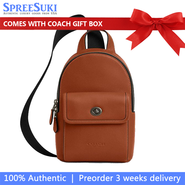 Coach Small Turnlock Sling Pack Gunmetal Tan # CBI24