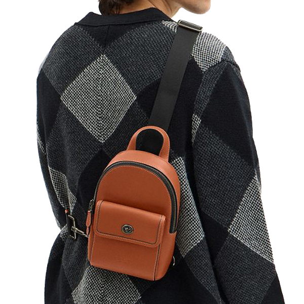 Coach Small Turnlock Sling Pack Gunmetal Tan # CBI24