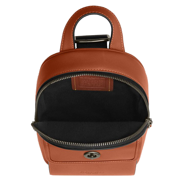 Coach Small Turnlock Sling Pack Gunmetal Tan # CBI24