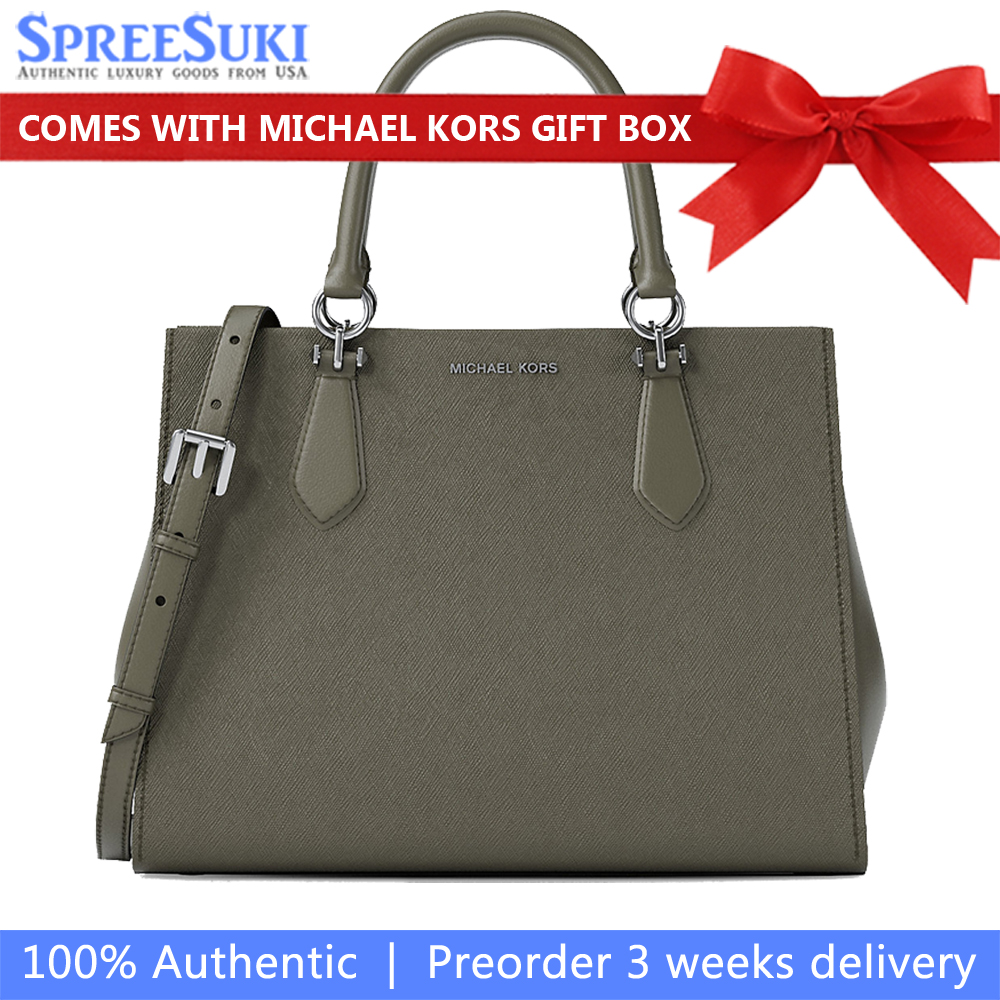 Michael Kors Marilyn Medium Saffiano Leather Satchel Olive # 35F5S6AS2L