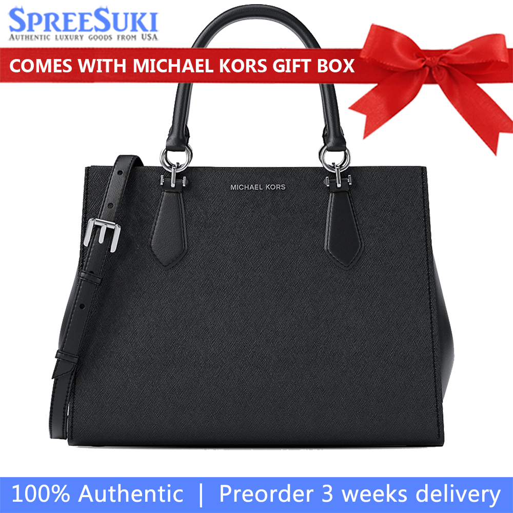 Michael Kors Marilyn Medium Saffiano Leather Satchel Black # 35F5S6AS2L