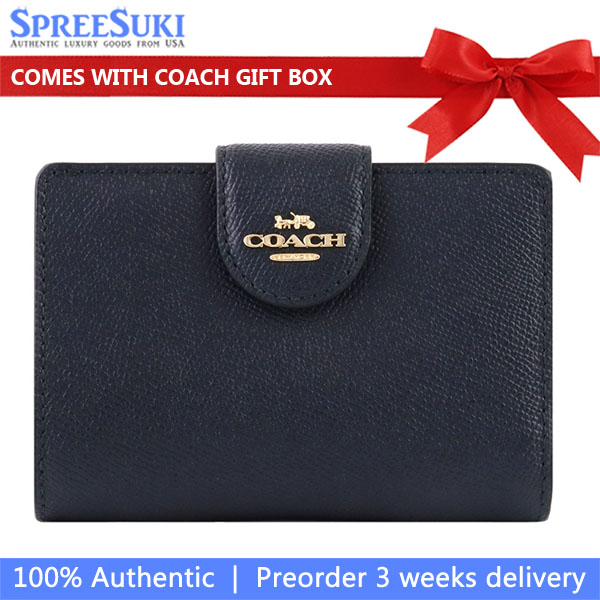 Coach Medium Wallet Medium Corner Zip Wallet Midnight Navy Dark Blue # 6390