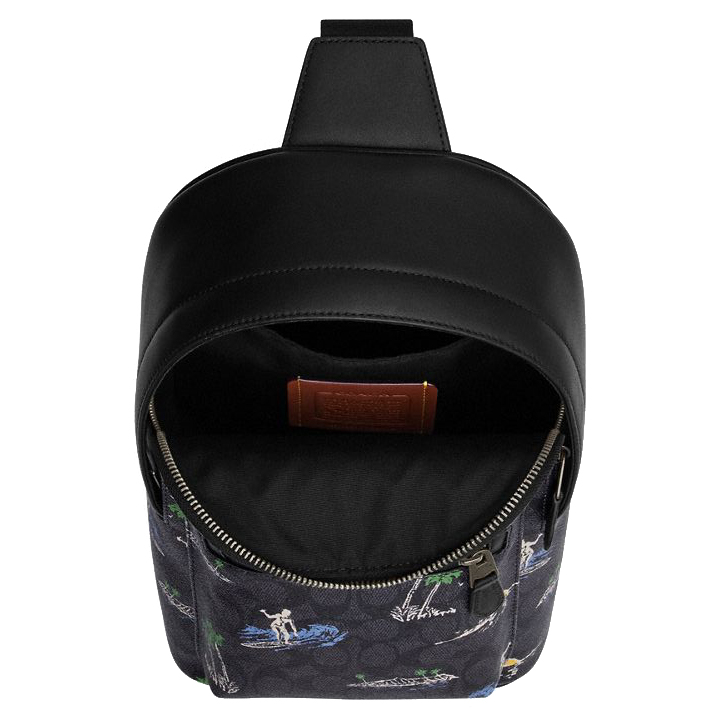 Coach West Pack In Signature Canvas With Surf Print Gunmetal Charcoal Multi # CBJ12