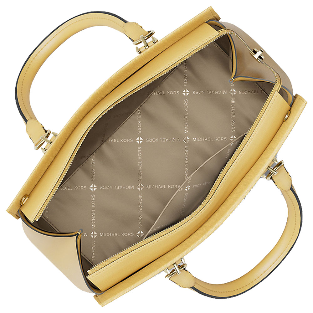 Michael Kors Marilyn Medium Saffiano Leather Satchel Honey # 35F5G6AS2L