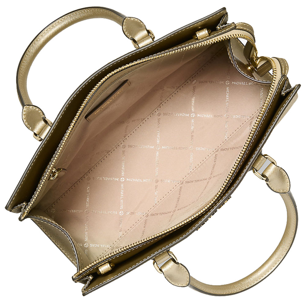 Michael Kors Sheila Medium Metallic Satchel Pale Gold # 35F4G6HS3M
