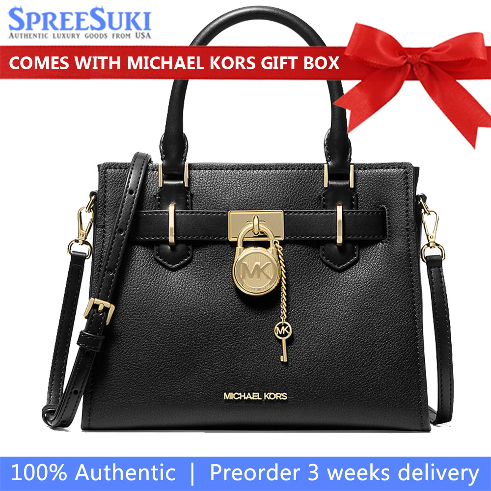 Michael Kors Hamilton Small Leather Satchel Black # 35T1GHMS1L