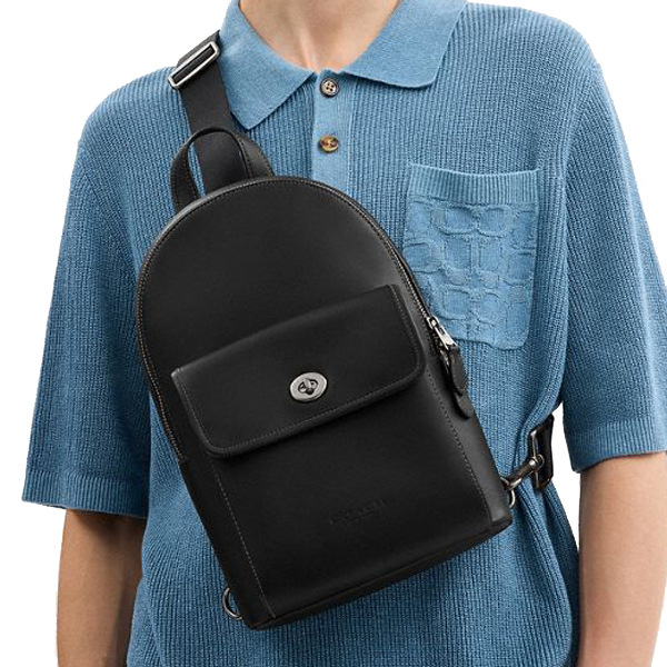 Coach Turnlock Sling Pack Gunmetal Black # CAJ72