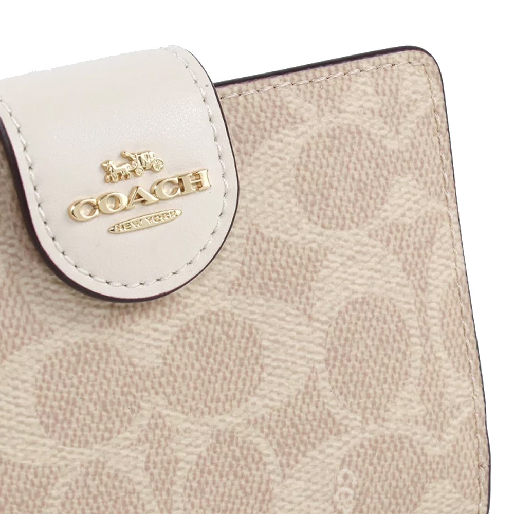 Coach Medium Corner Zip Wallet In Signature Canvas Sand Chalk # CW786