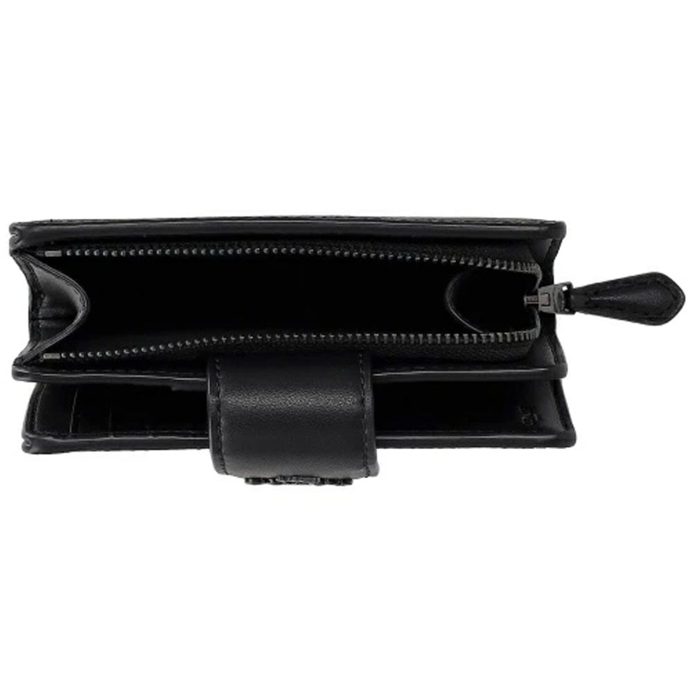 Coach Medium Corner Zip Wallet In Signature Canvas Gunmetal Charcoal Black # CW786