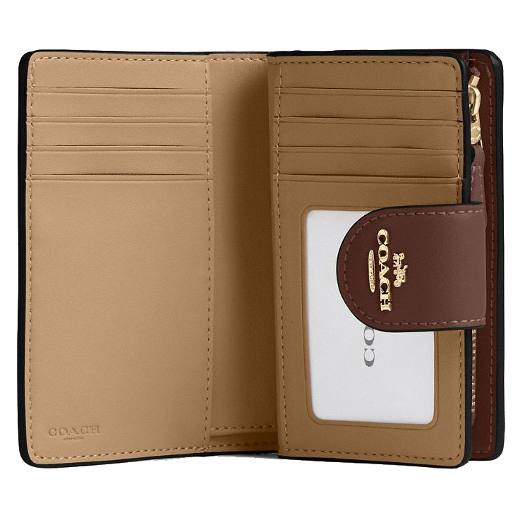 Coach Medium Corner Zip Wallet In Signature Canvas Tan Brown # CW786