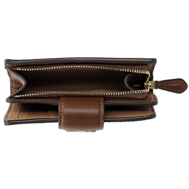 Coach Medium Corner Zip Wallet In Signature Canvas Tan Brown # CW786