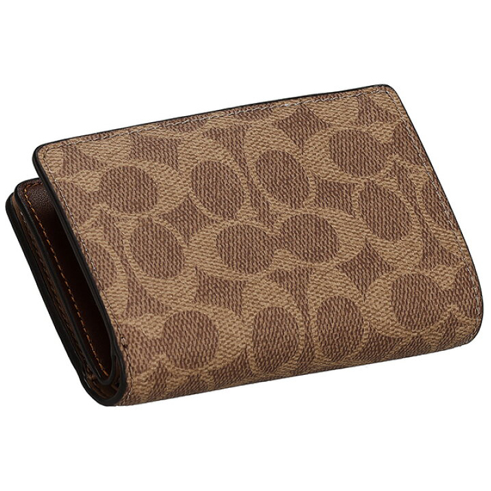 Coach Medium Corner Zip Wallet In Signature Canvas Tan Brown # CW786