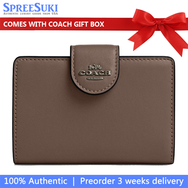 Coach Medium Corner Zip Wallet Dark Stone # CR791