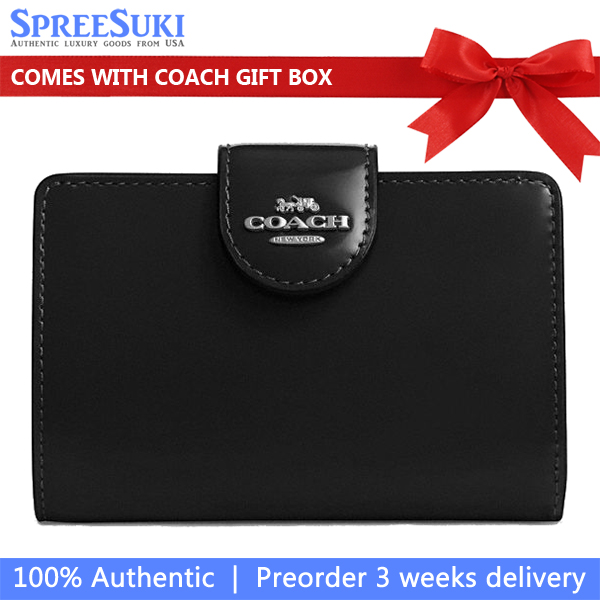 Coach Medium Corner Zip Wallet Black # CW526