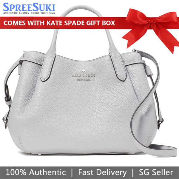Kate Spade Pebble Leather Dumpling Small Satchel Mountain Grey # K8135