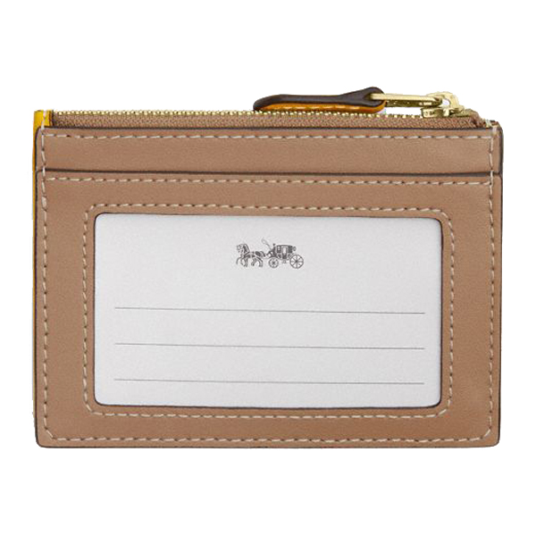 Coach Mini Skinny Id Case With Plaid Print Bright Maize Multi # CBL88