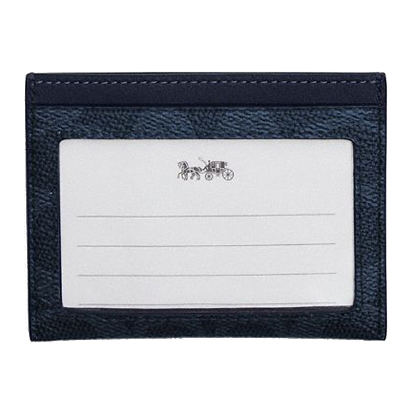 Coach Slim Id Card Case In Signature Canvas With Coach Graphic Midnight Navy Bold Red # CBJ95