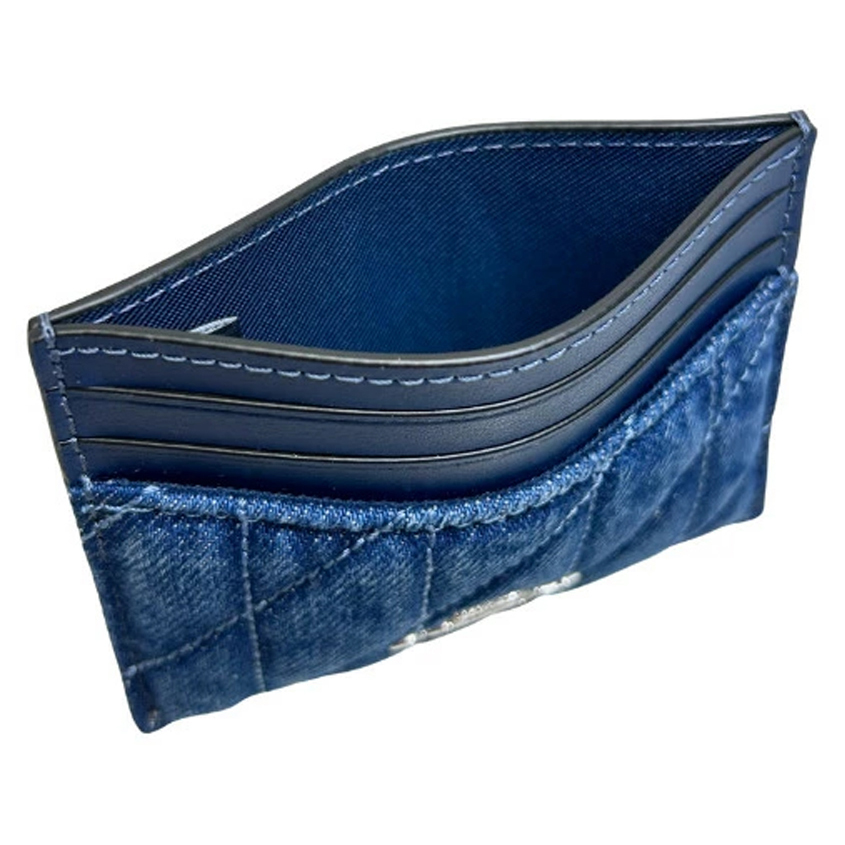Coach Slim Id Card Case With Quilting Silver Denim # CAT70