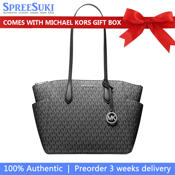 Michael Kors Marilyn Medium Signature Logo Tote Bag Black # 35F5S6AT2B
