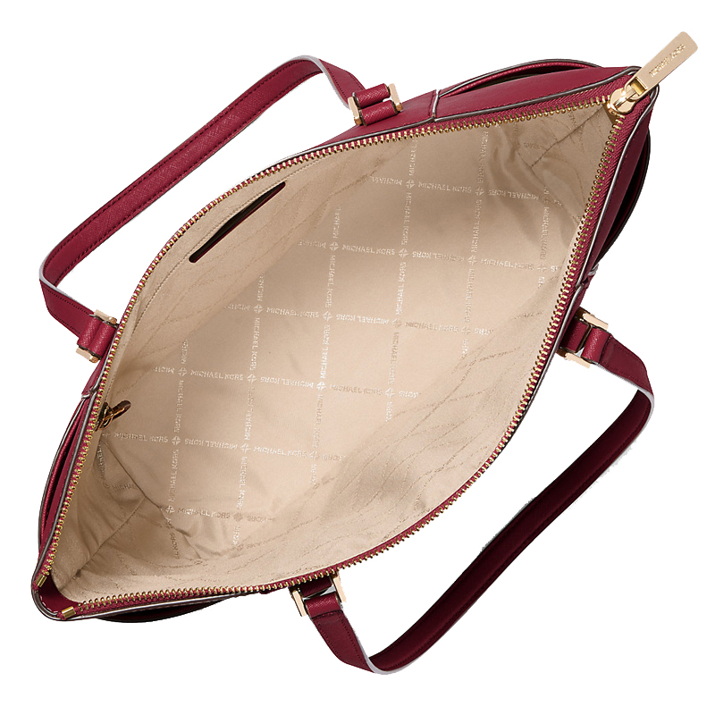 Michael Kors Tote Charlotte Leather Large Top Zip Tote Shoulder Bag Cherry # 35T0GCFT7L