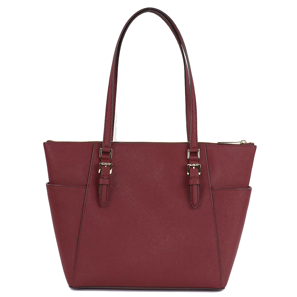 Michael Kors Tote Charlotte Leather Large Top Zip Tote Shoulder Bag Cherry # 35T0GCFT7L
