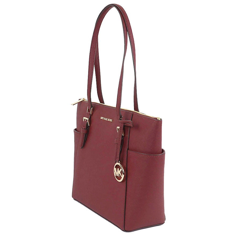 Michael Kors Tote Charlotte Leather Large Top Zip Tote Shoulder Bag Cherry # 35T0GCFT7L