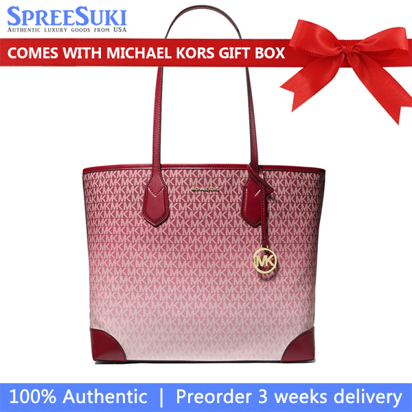 Michael Kors Eva Large Ombré Signature Logo Tote Bag Cherry # 35R5SV0T7B
