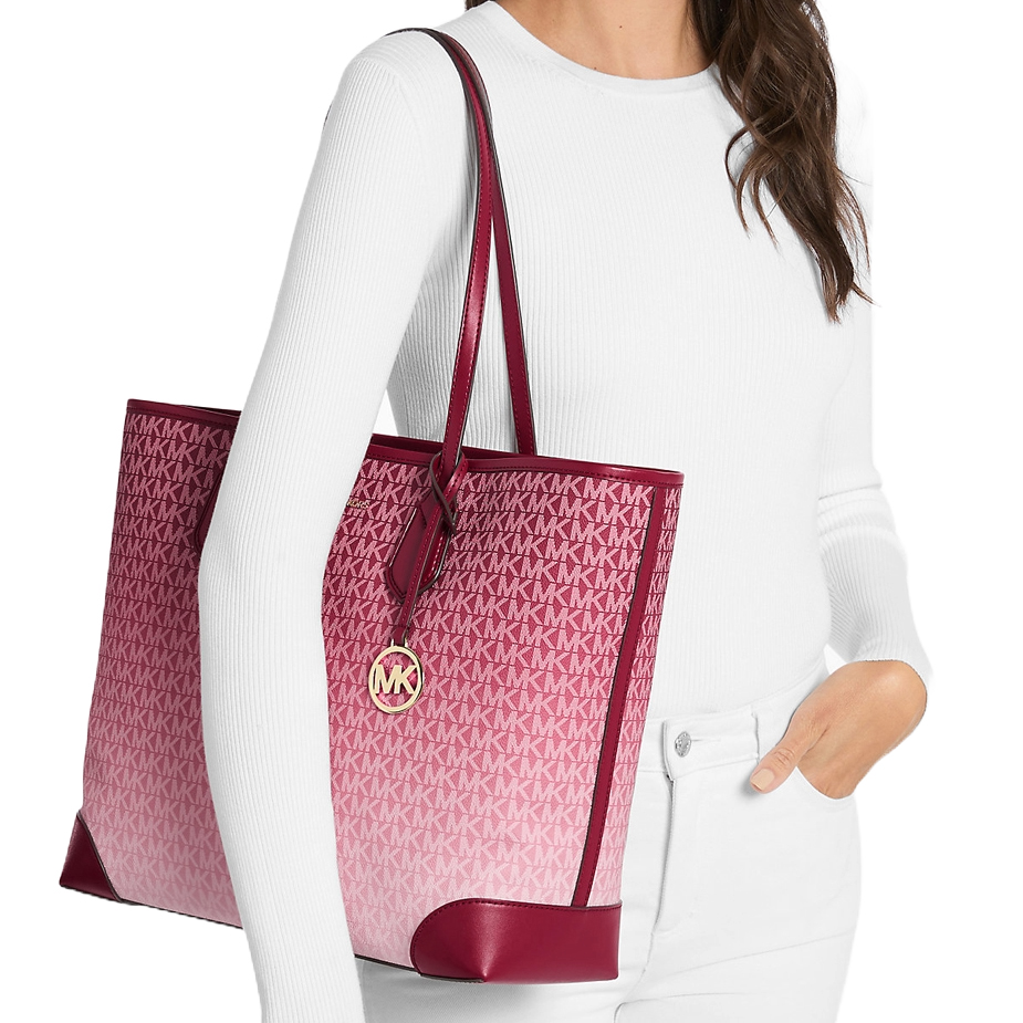 Michael Kors Eva Large Ombré Signature Logo Tote Bag Cherry # 35R5SV0T7B