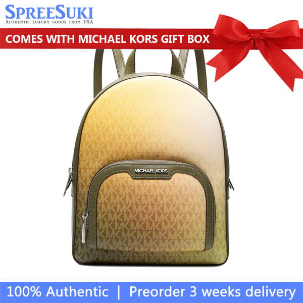 Michael Kors Jaycee Medium Ombré Signature Logo Backpack Olive Combo # 35F5S8TB8V