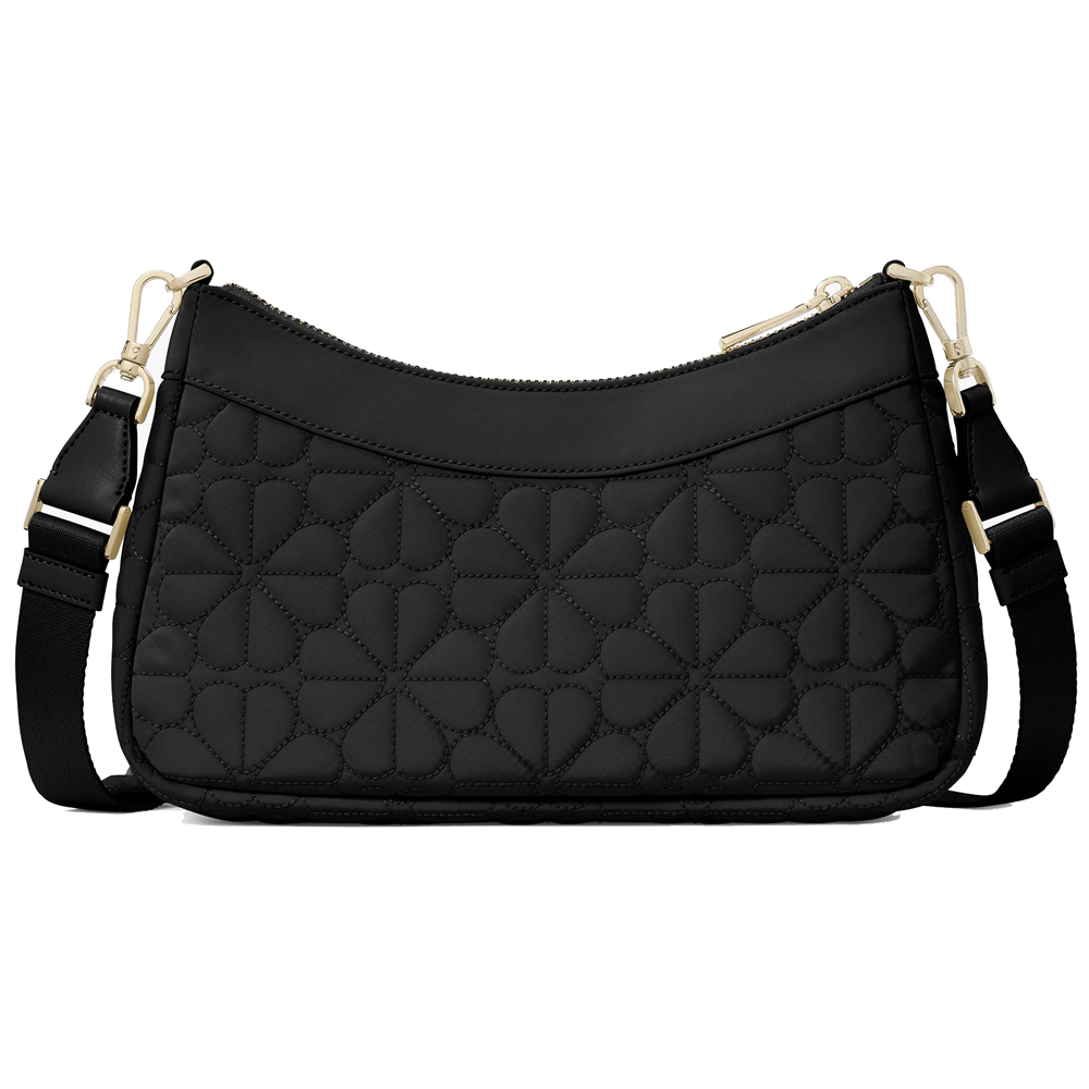 Kate Spade Spade Flower Quilted Fabric Convertible Crossbody Black # KK077